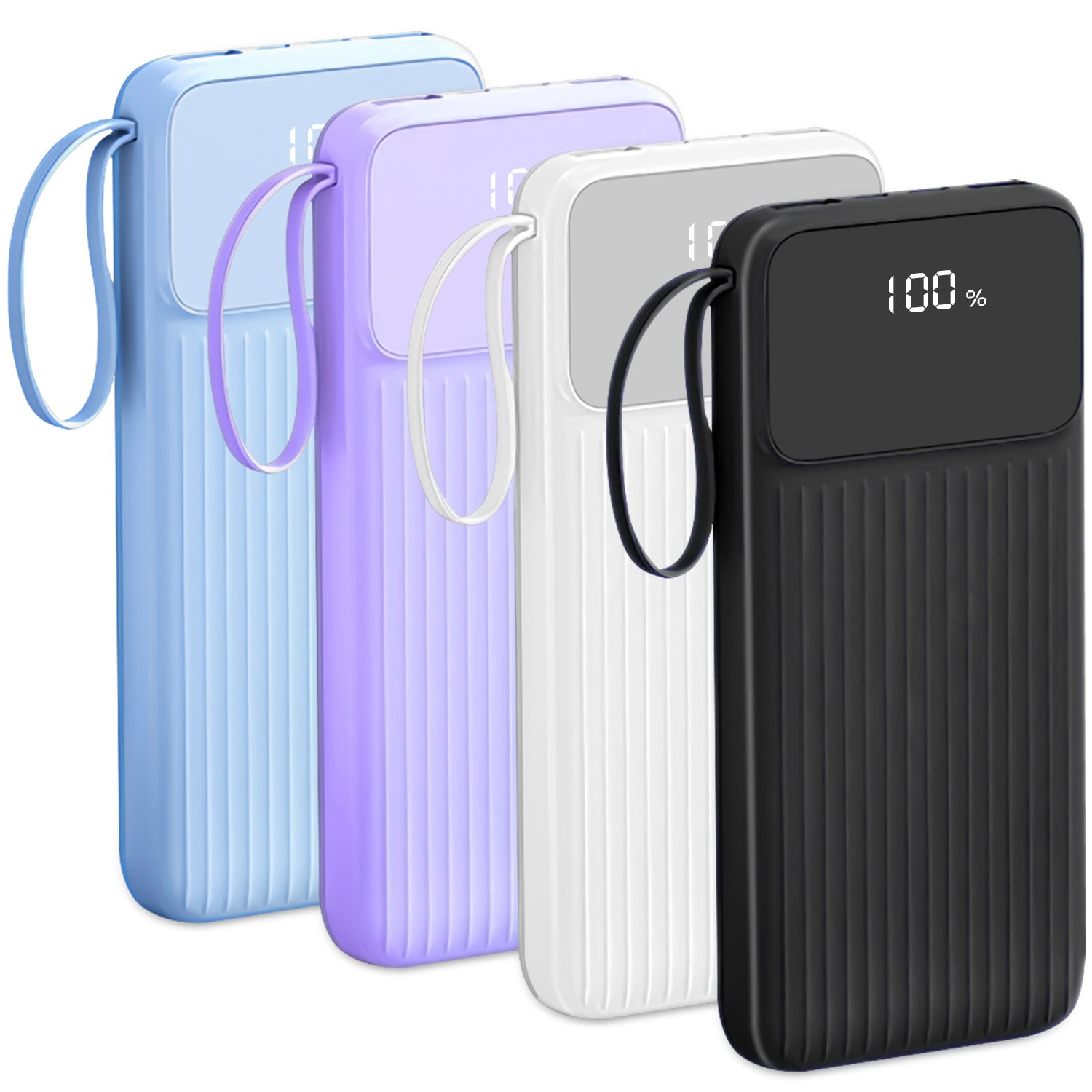20000mAh Fast Charging Power Bank with 4 Built-In Cables & Digital Display