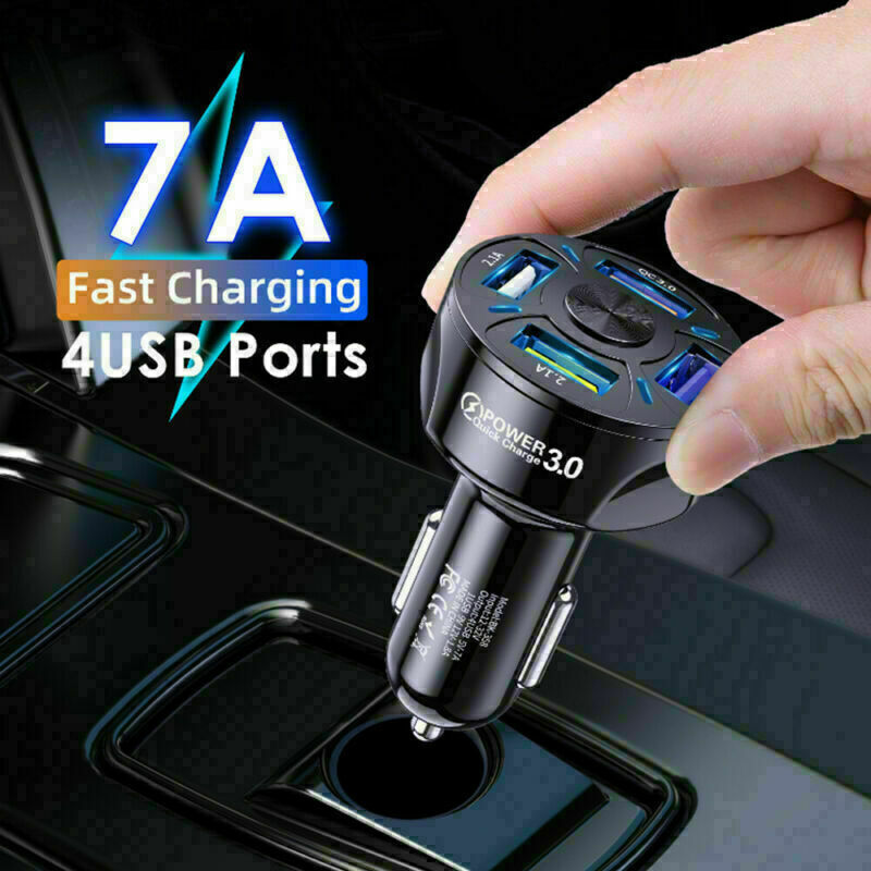 45W Mini 4-Port USB Fast Car Charger Adapter